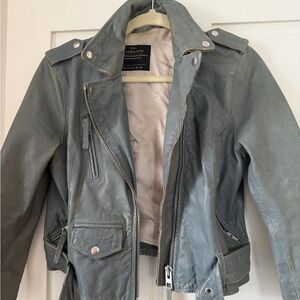 All Saints Green/greyish Leather Jacket TIDE Bike